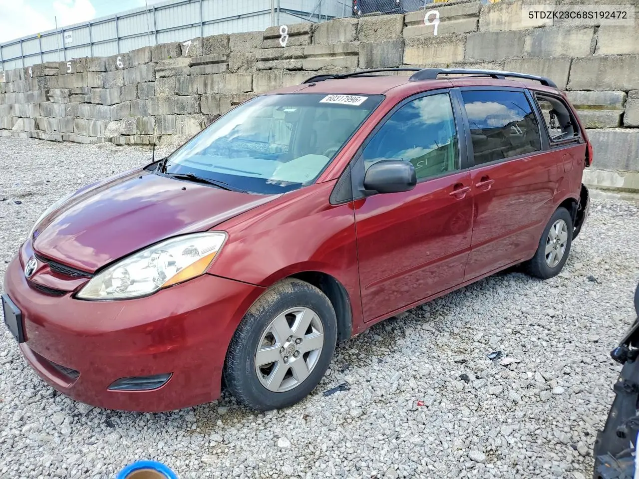 2008 Toyota Sienna Le 7-Passenger VIN: 5TDZK23C68S192472 Lot: 60317996