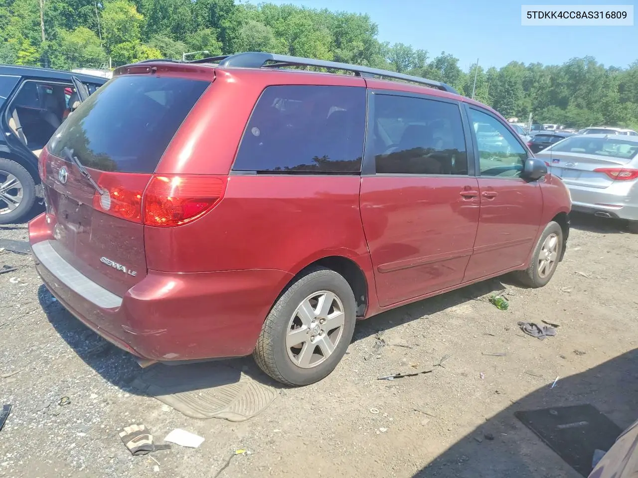 2010 Toyota Sienna Le 7-Passenger VIN: 5TDKK4CC8AS316809 Lot: 60938686