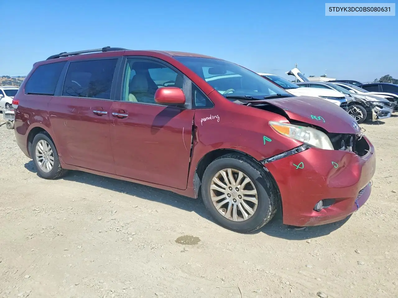 2011 Toyota Sienna Xle 8-Passenger VIN: 5TDYK3DC0BS080631 Lot: 57601136
