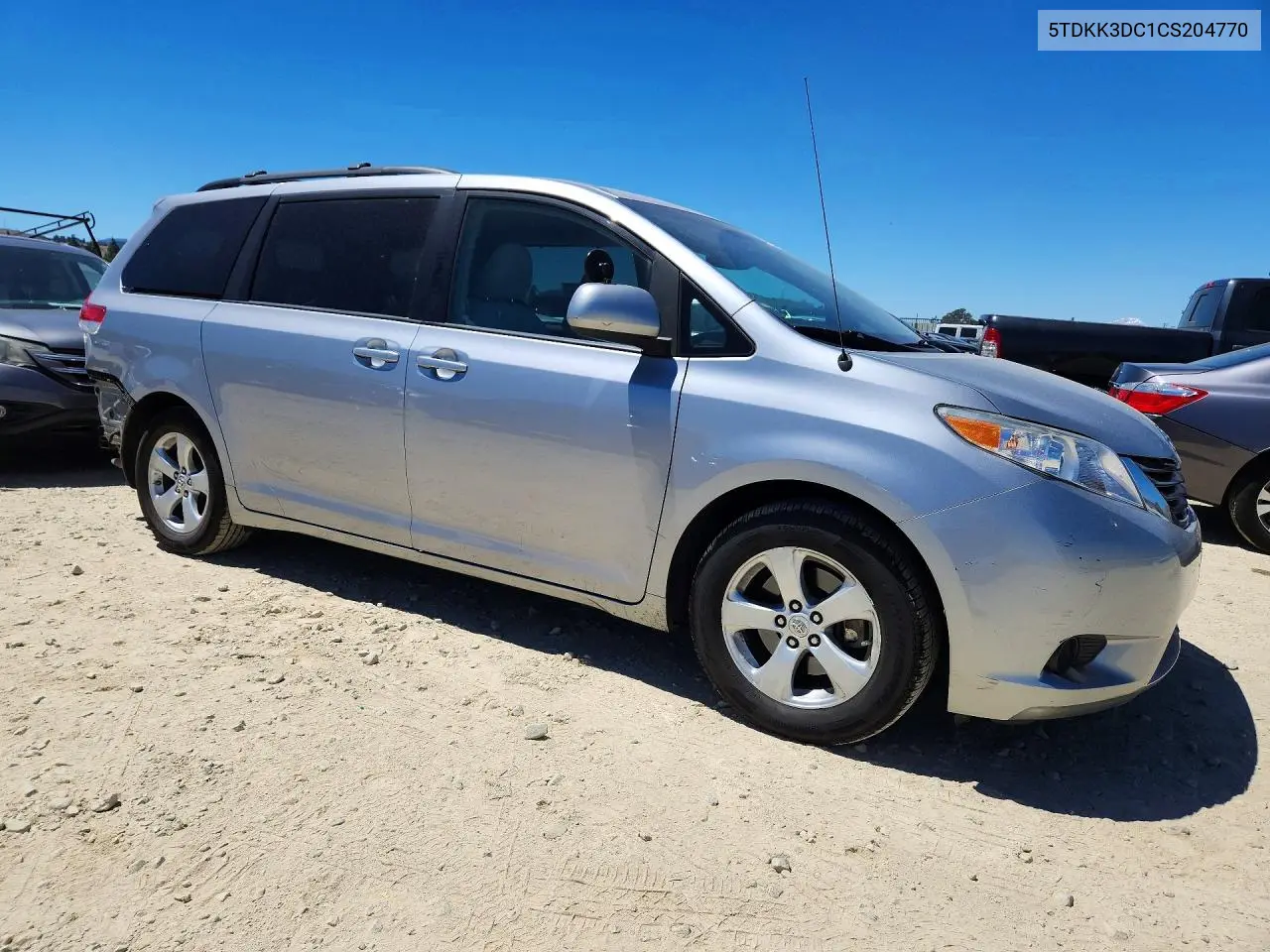 2012 Toyota Sienna Le VIN: 5TDKK3DC1CS204770 Lot: 61625436