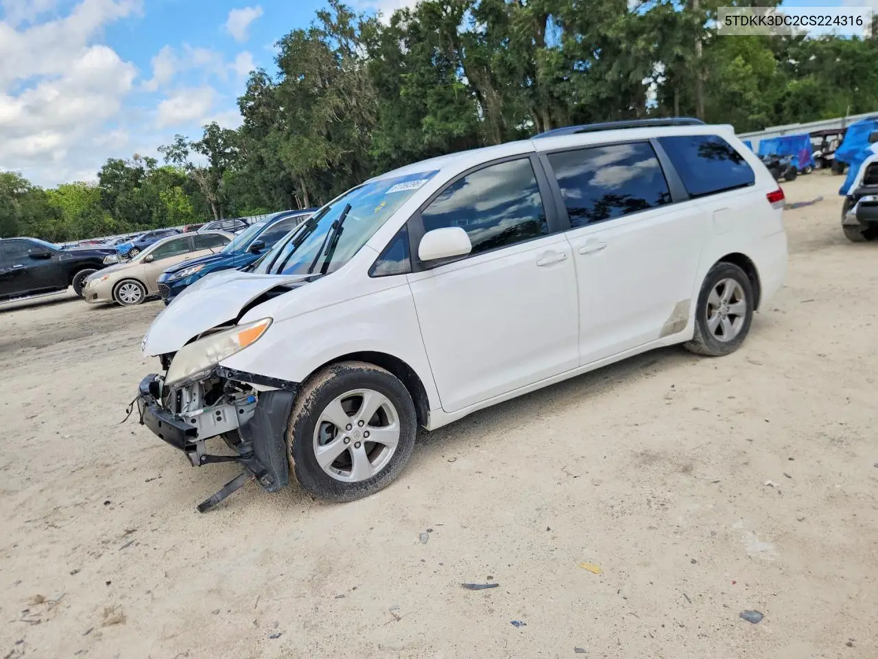 2012 Toyota Sienna Le VIN: 5TDKK3DC2CS224316 Lot: 61789396