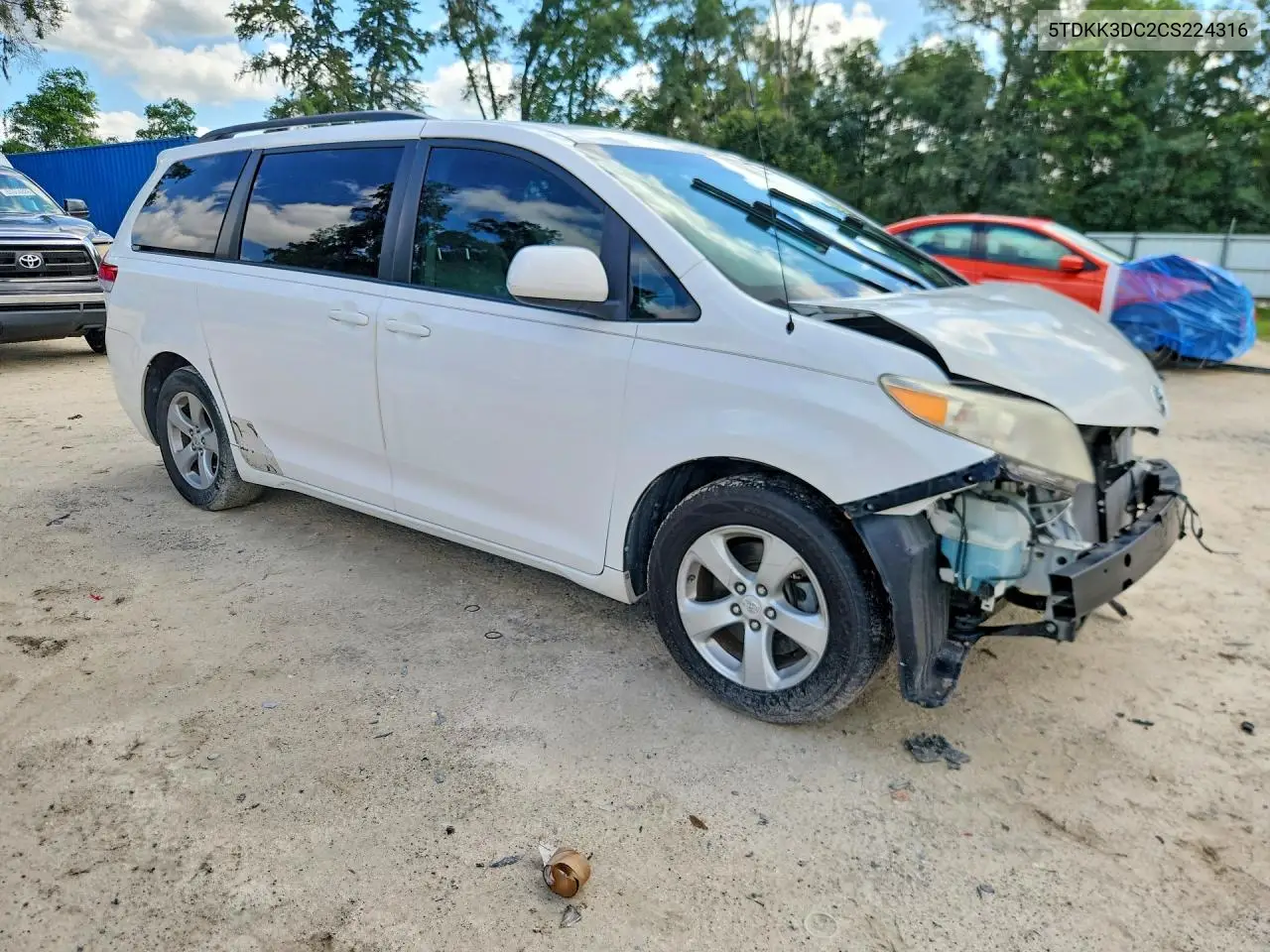 2012 Toyota Sienna Le VIN: 5TDKK3DC2CS224316 Lot: 61789396
