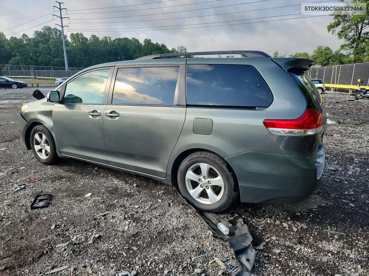 2013 Toyota Sienna Le VIN: 5TDKK3DC5DS322466 Lot: 61941506