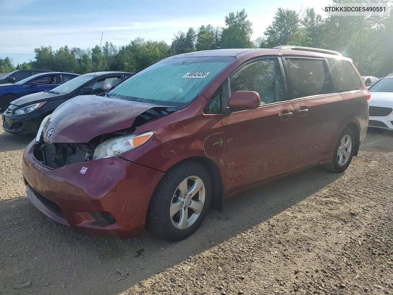 2014 Toyota Sienna Le VIN: 5TDKK3DC0ES490551 Lot: 58043436
