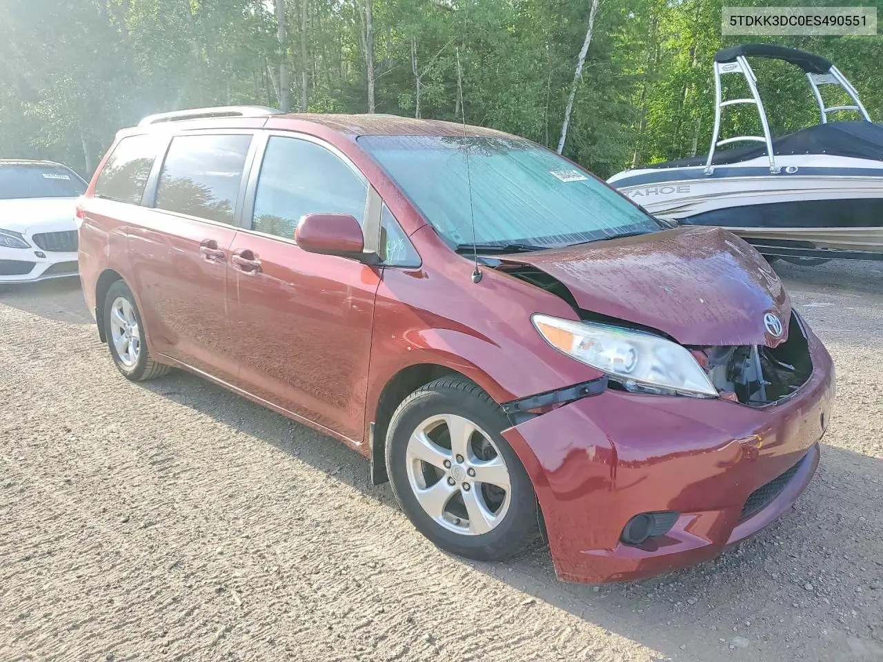 2014 Toyota Sienna Le VIN: 5TDKK3DC0ES490551 Lot: 58043436