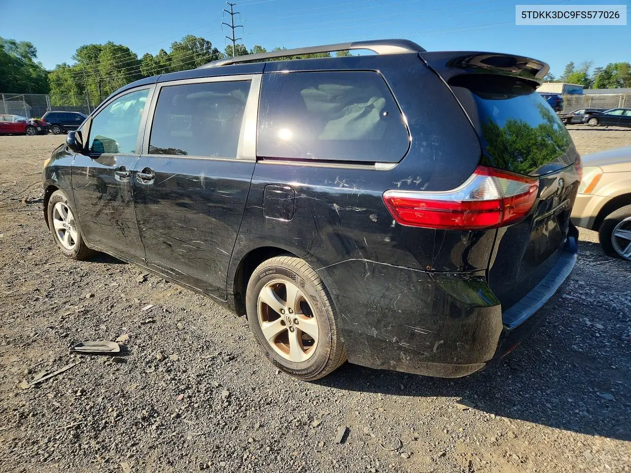 2015 Toyota Sienna Le VIN: 5TDKK3DC9FS577026 Lot: 55724136