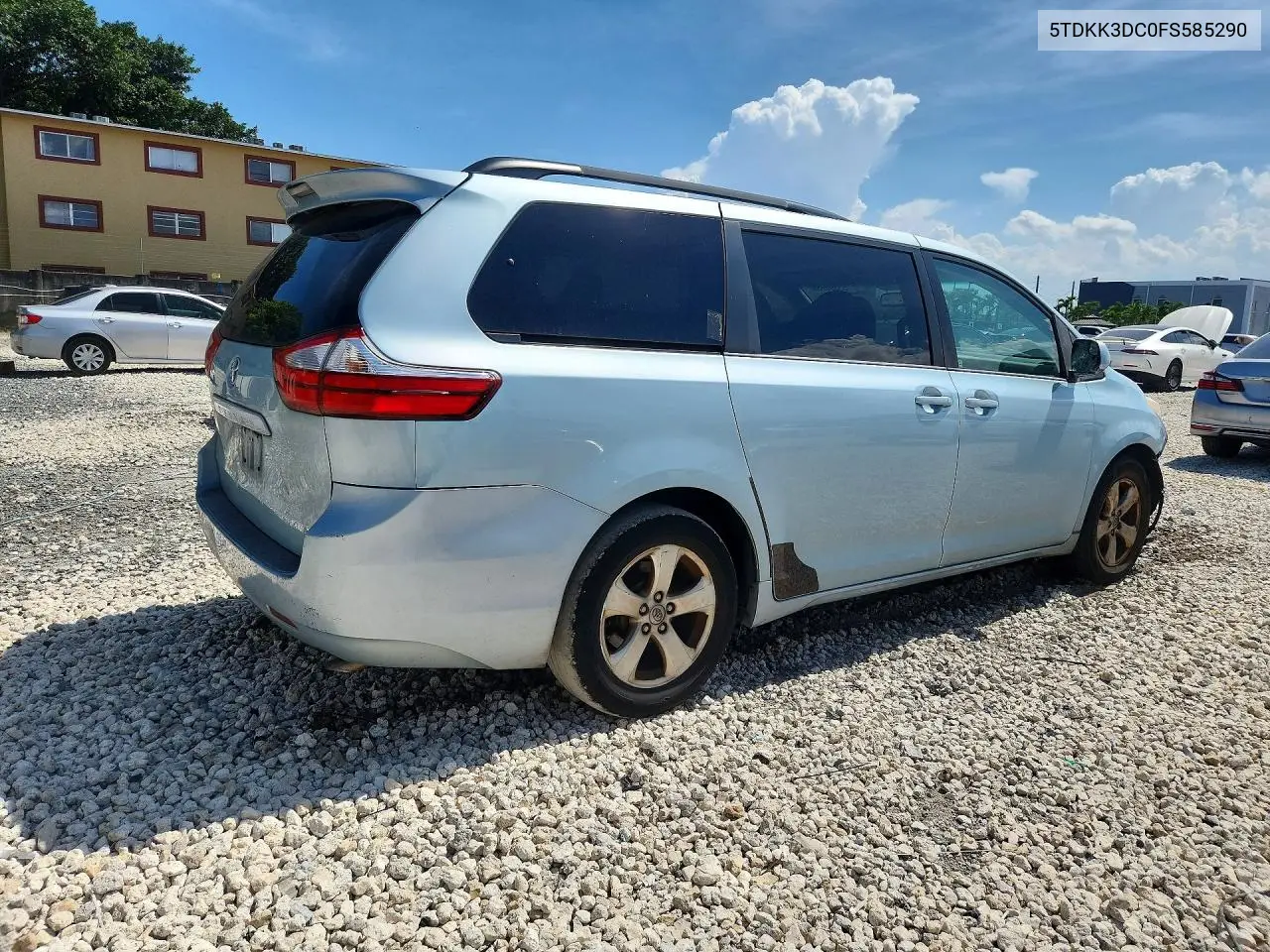 2015 Toyota Sienna Le VIN: 5TDKK3DC0FS585290 Lot: 58390936