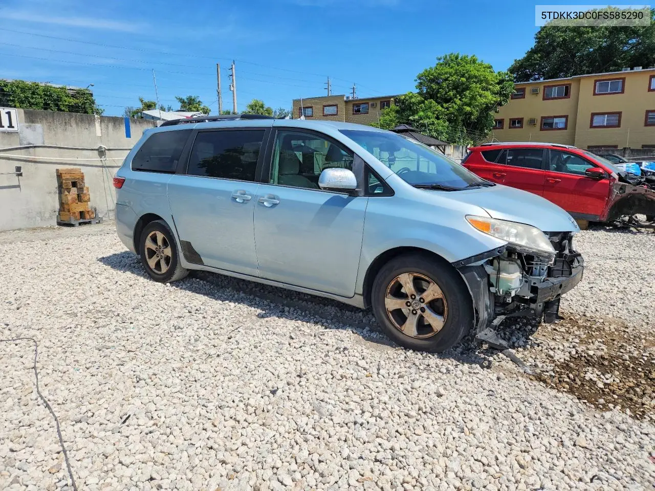 2015 Toyota Sienna Le VIN: 5TDKK3DC0FS585290 Lot: 58390936