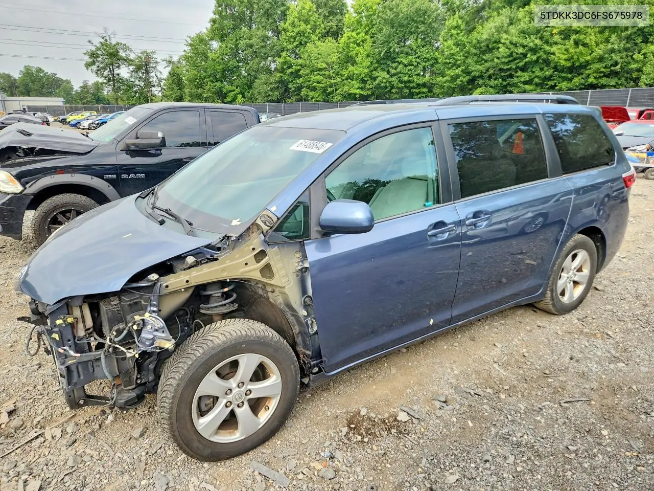 2015 Toyota Sienna Le VIN: 5TDKK3DC6FS675978 Lot: 61488846