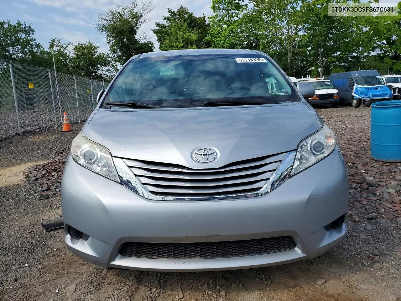 2015 Toyota Sienna Le VIN: 5TDKK3DC9FS670631 Lot: 61714996