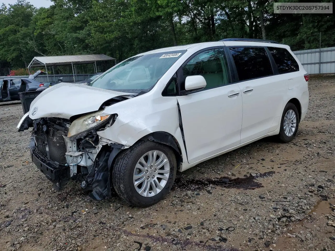 2016 Toyota Sienna Xle 8-Passenger VIN: 5TDYK3DC2GS757394 Lot: 60442406