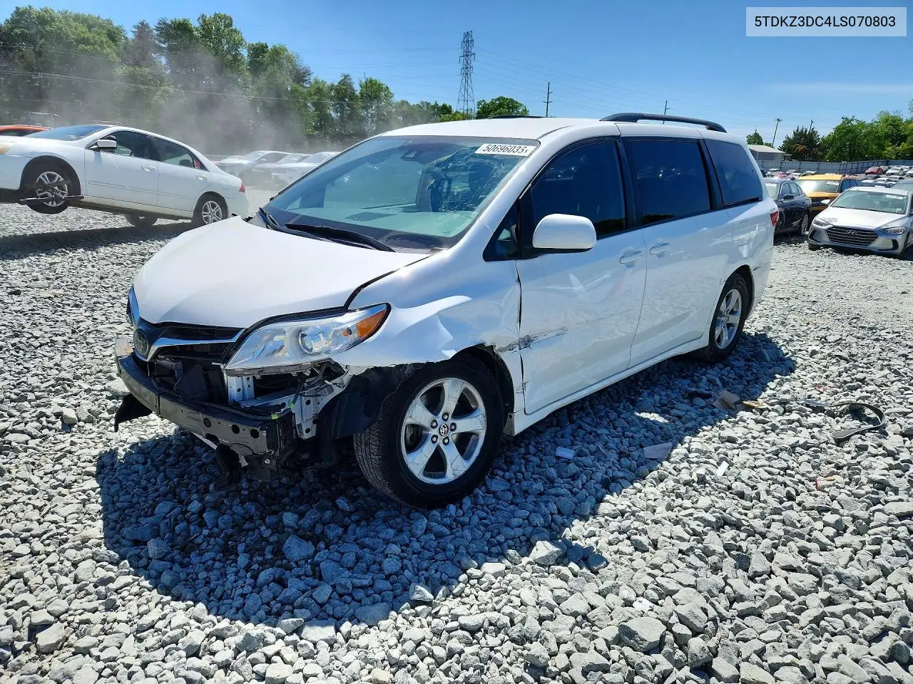 2020 Toyota Sienna Le VIN: 5TDKZ3DC4LS070803 Lot: 50696036