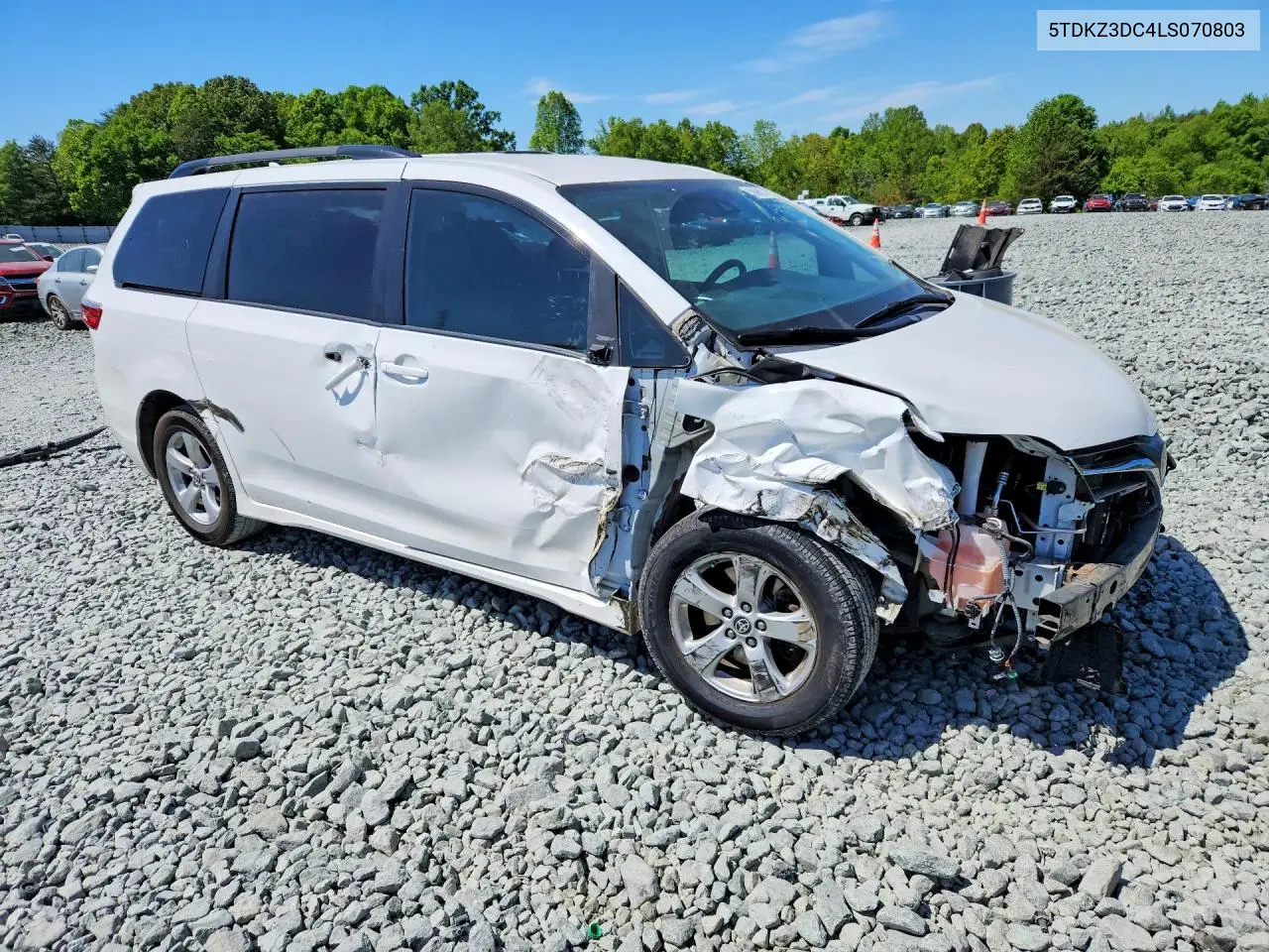 2020 Toyota Sienna Le VIN: 5TDKZ3DC4LS070803 Lot: 50696036
