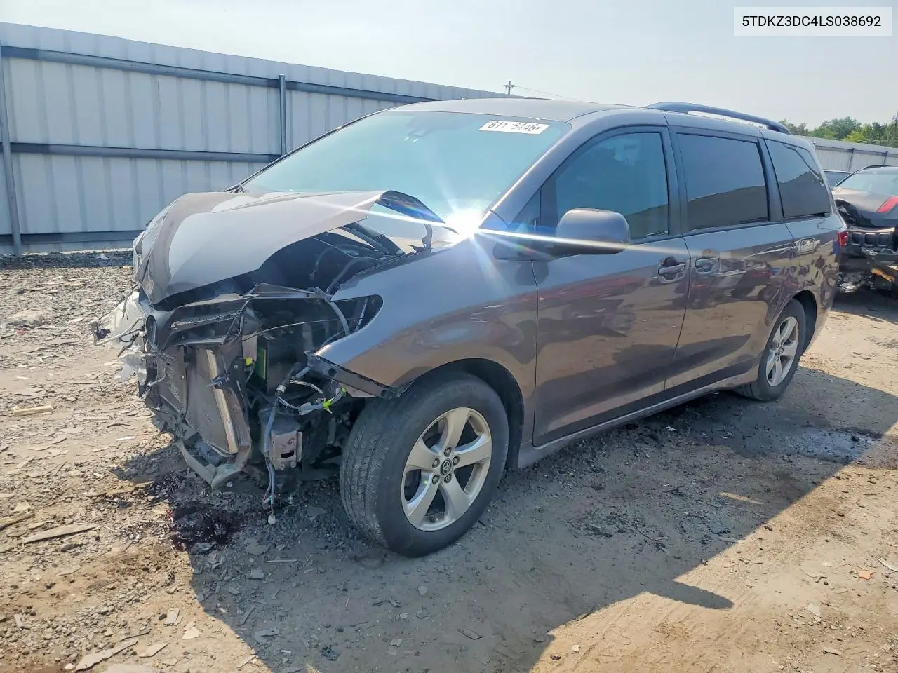 2020 Toyota Sienna Le VIN: 5TDKZ3DC4LS038692 Lot: 61126446