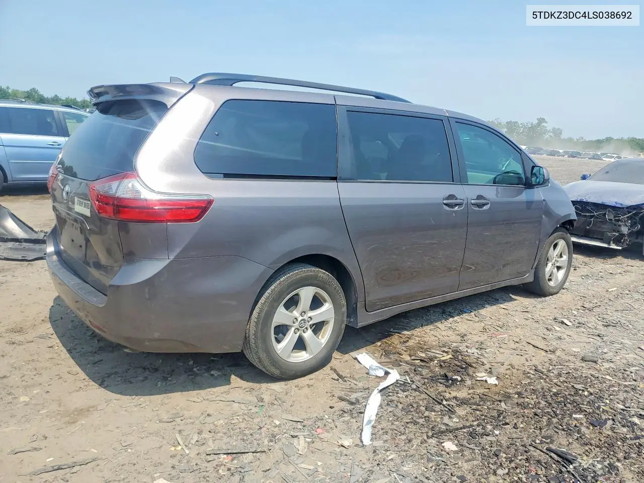 2020 Toyota Sienna Le VIN: 5TDKZ3DC4LS038692 Lot: 61126446