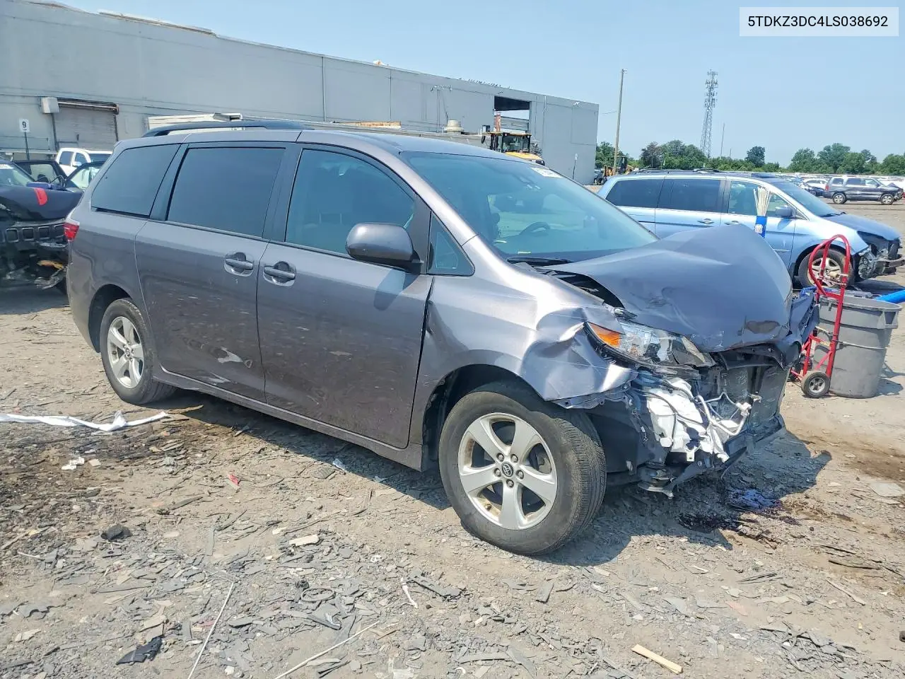 2020 Toyota Sienna Le VIN: 5TDKZ3DC4LS038692 Lot: 61126446
