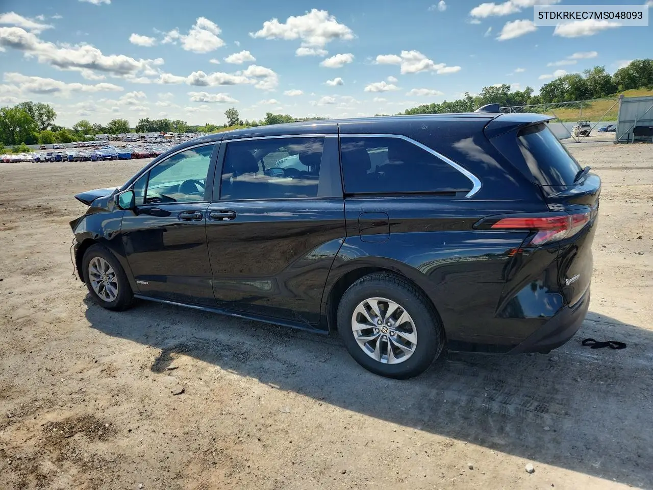 2021 Toyota Sienna Le VIN: 5TDKRKEC7MS048093 Lot: 61378726