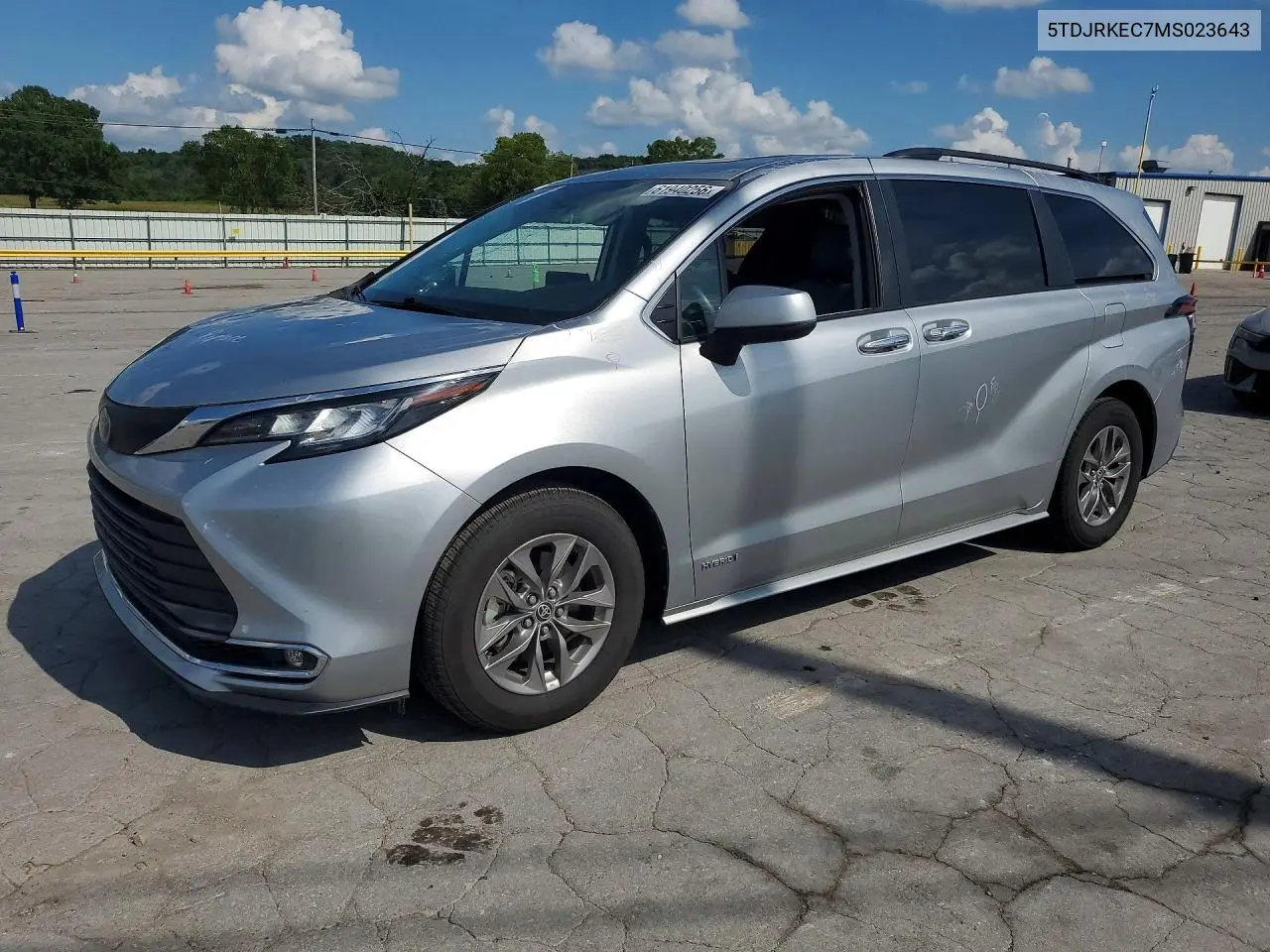 2021 Toyota Sienna Xle VIN: 5TDJRKEC7MS023643 Lot: 61940256