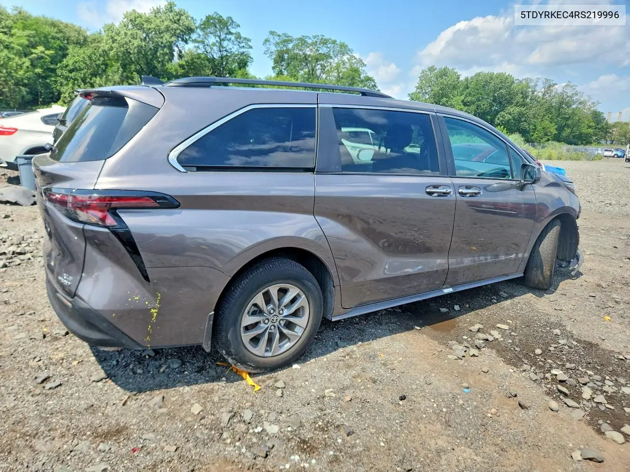 2024 Toyota Sienna Xle VIN: 5TDYRKEC4RS219996 Lot: 62063576