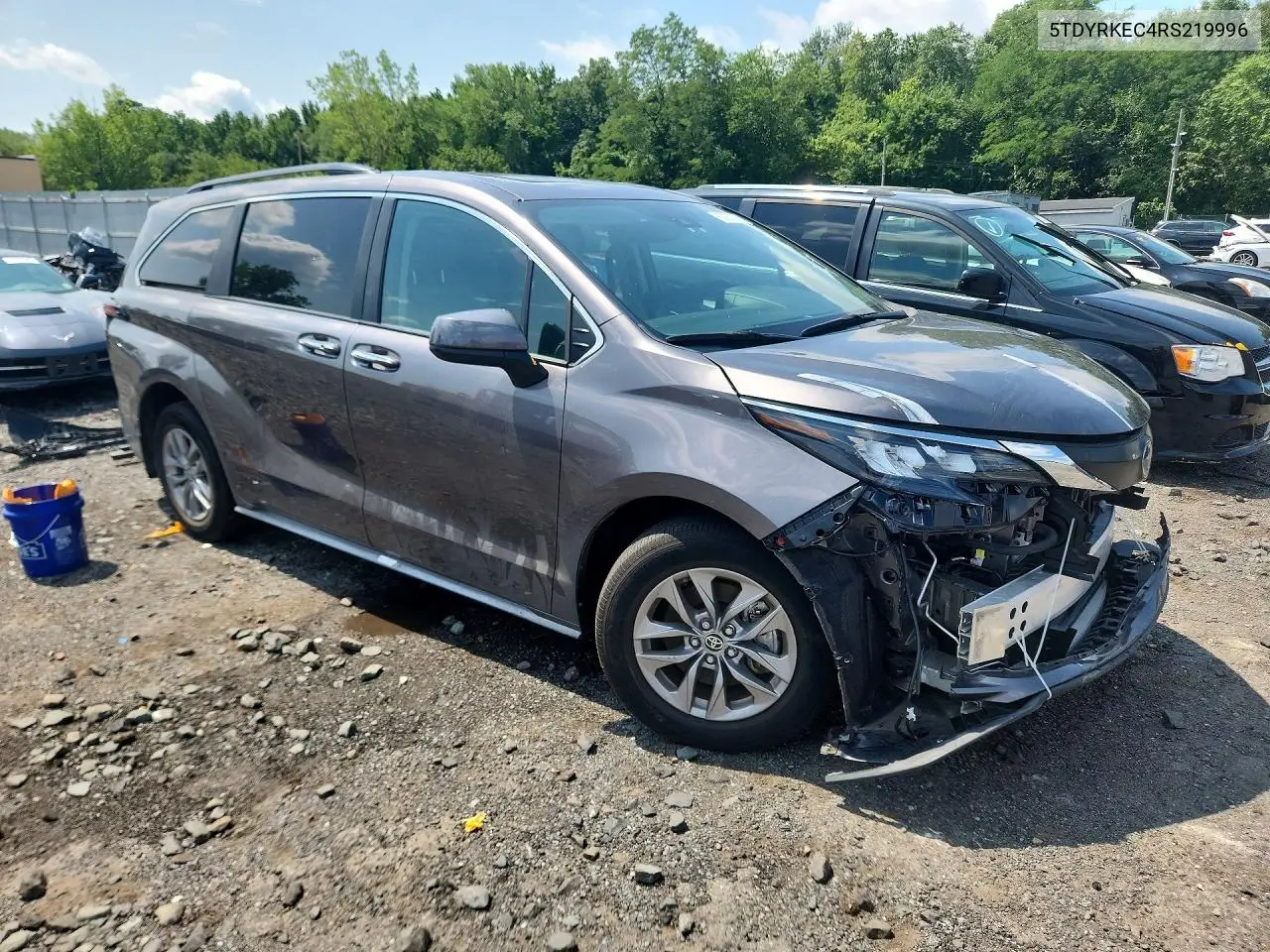 2024 Toyota Sienna Xle VIN: 5TDYRKEC4RS219996 Lot: 62063576