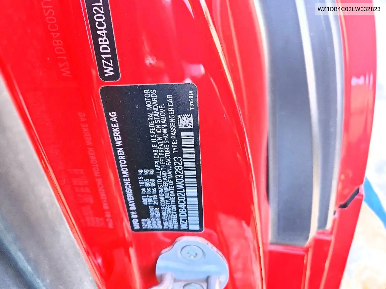 2020 Toyota Supra Base VIN: WZ1DB4C02LW032823 Lot: 61379396