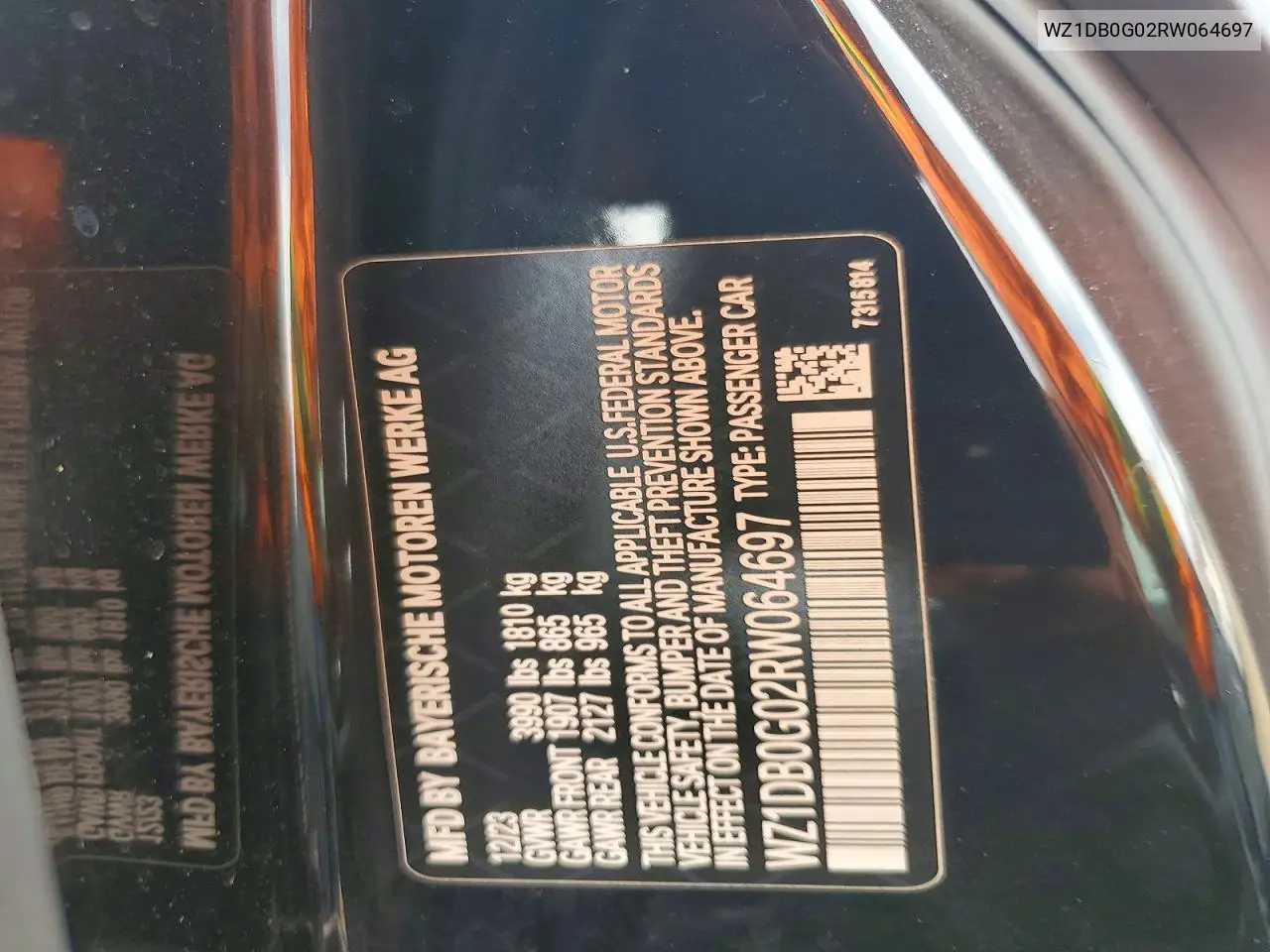 2024 Toyota Gr Supra 3.0 VIN: WZ1DB0G02RW064697 Lot: 48176836