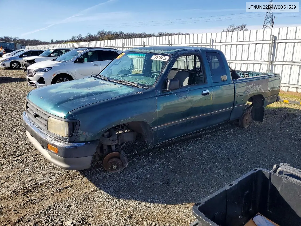 1998 Toyota T100 Xtracab VIN: JT4UN22D4W0051539 Lot: 77511475