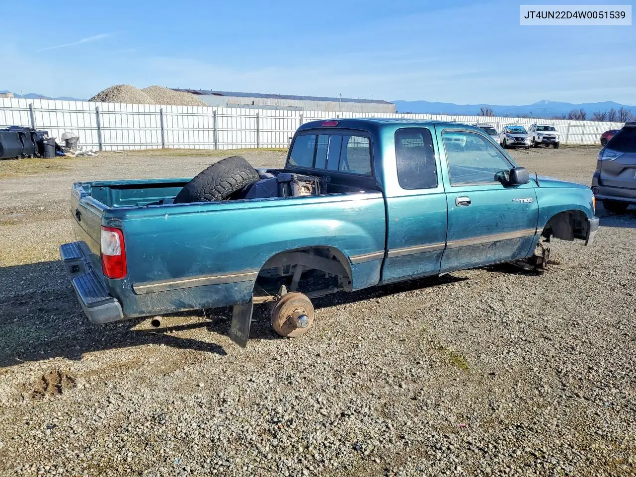 1998 Toyota T100 Xtracab VIN: JT4UN22D4W0051539 Lot: 77511475