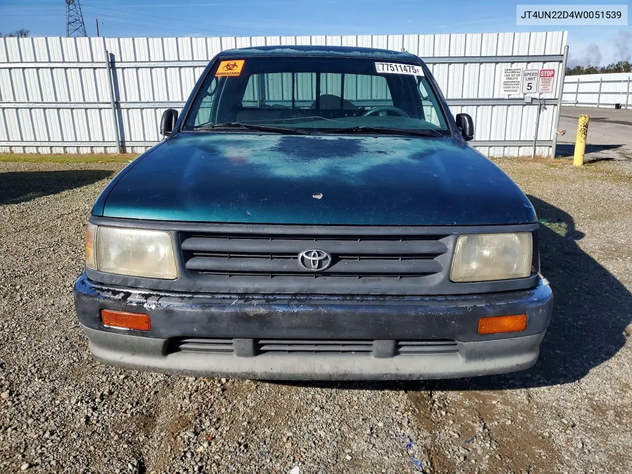 1998 Toyota T100 Xtracab VIN: JT4UN22D4W0051539 Lot: 77511475