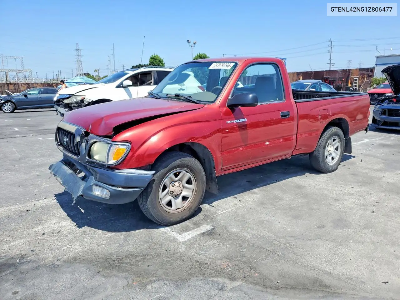 2001 Toyota Tacoma Base VIN: 5TENL42N51Z806477 Lot: 58769896
