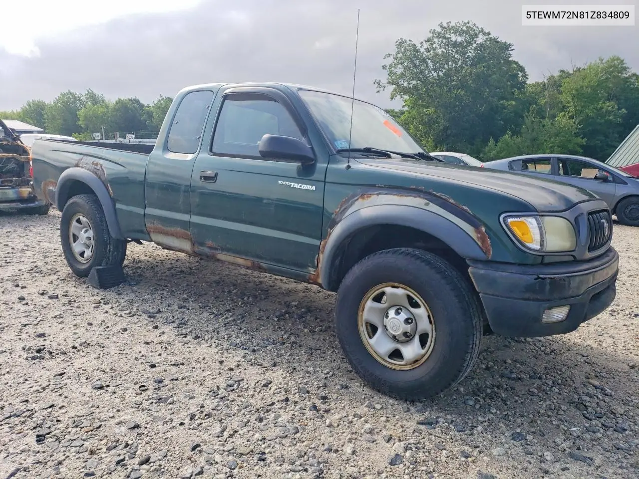 2001 Toyota Tacoma Base VIN: 5TEWM72N81Z834809 Lot: 61836506