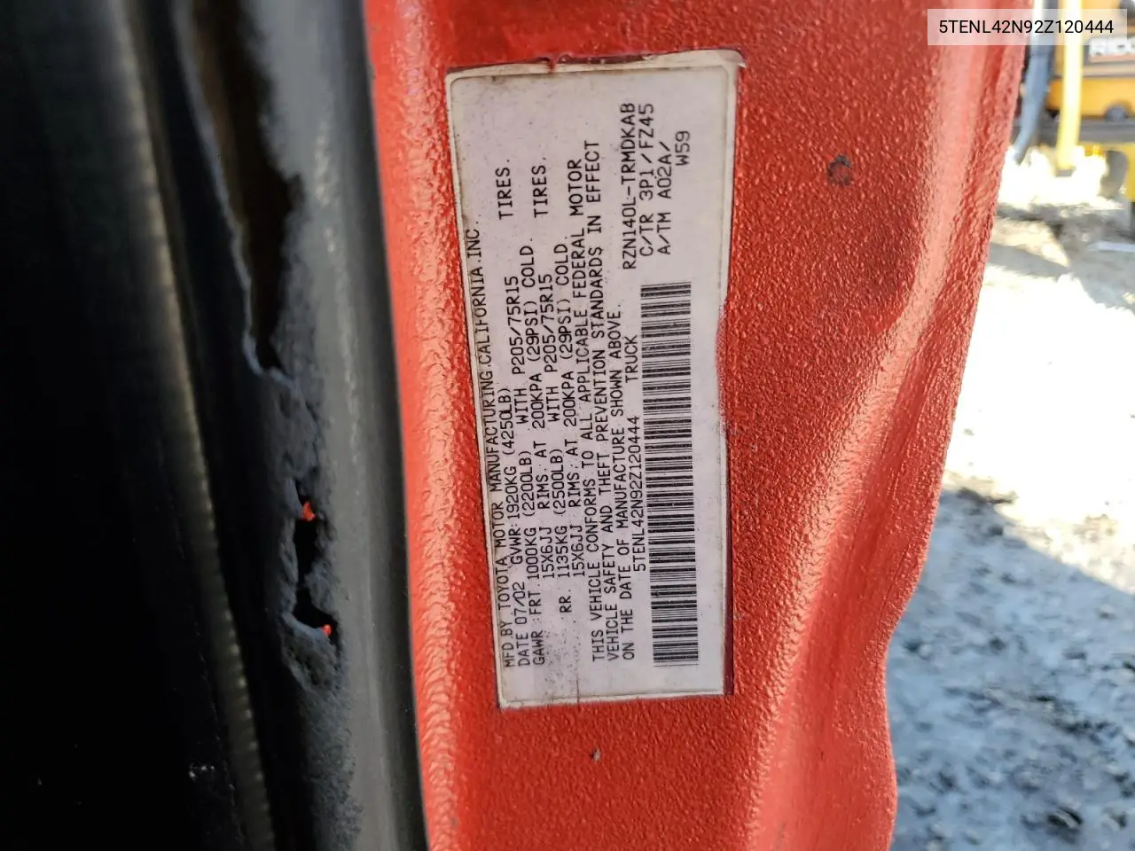 5TENL42N92Z120444 2002 Toyota Tacoma