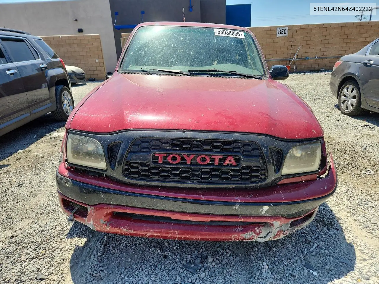 2004 Toyota Tacoma Base VIN: 5TENL42N64Z402222 Lot: 58038856