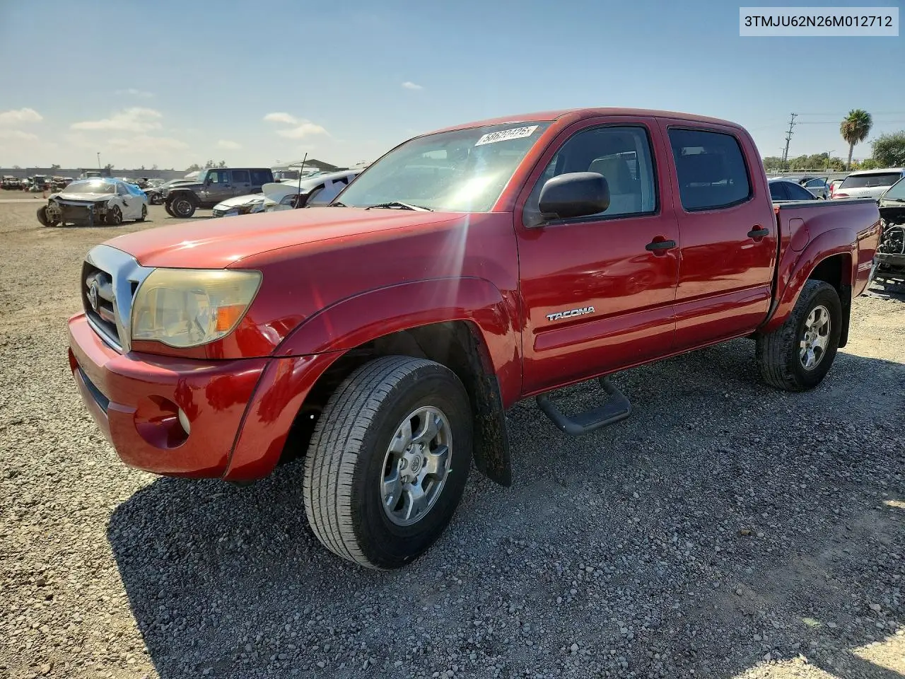 2006 Toyota Tacoma Double Cab Prerunner VIN: 3TMJU62N26M012712 Lot: 58620426
