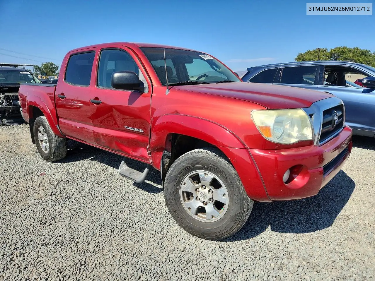 2006 Toyota Tacoma Double Cab Prerunner VIN: 3TMJU62N26M012712 Lot: 58620426