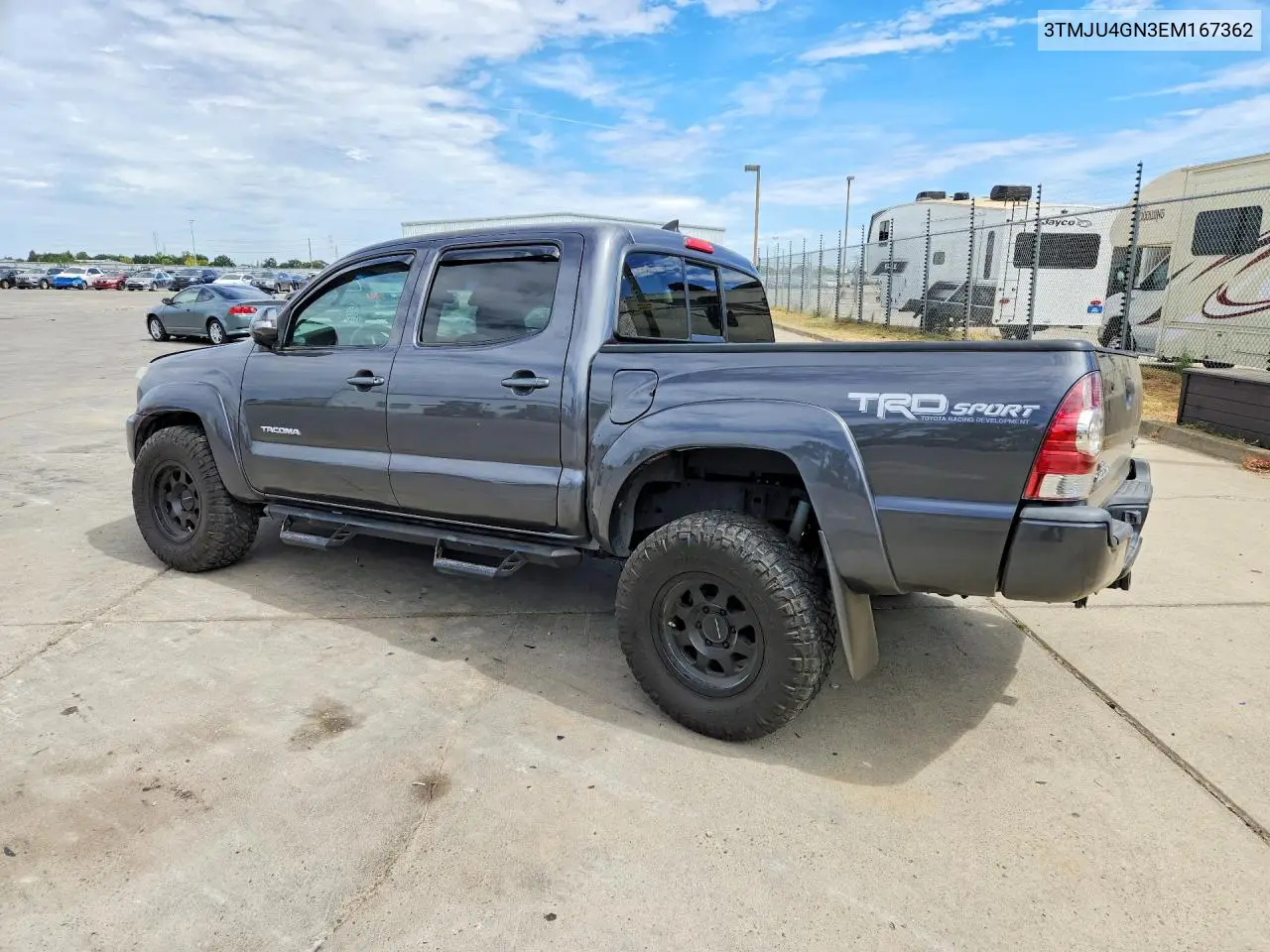 2014 Toyota Tacoma Double Cab Prerunner VIN: 3TMJU4GN3EM167362 Lot: 62001656