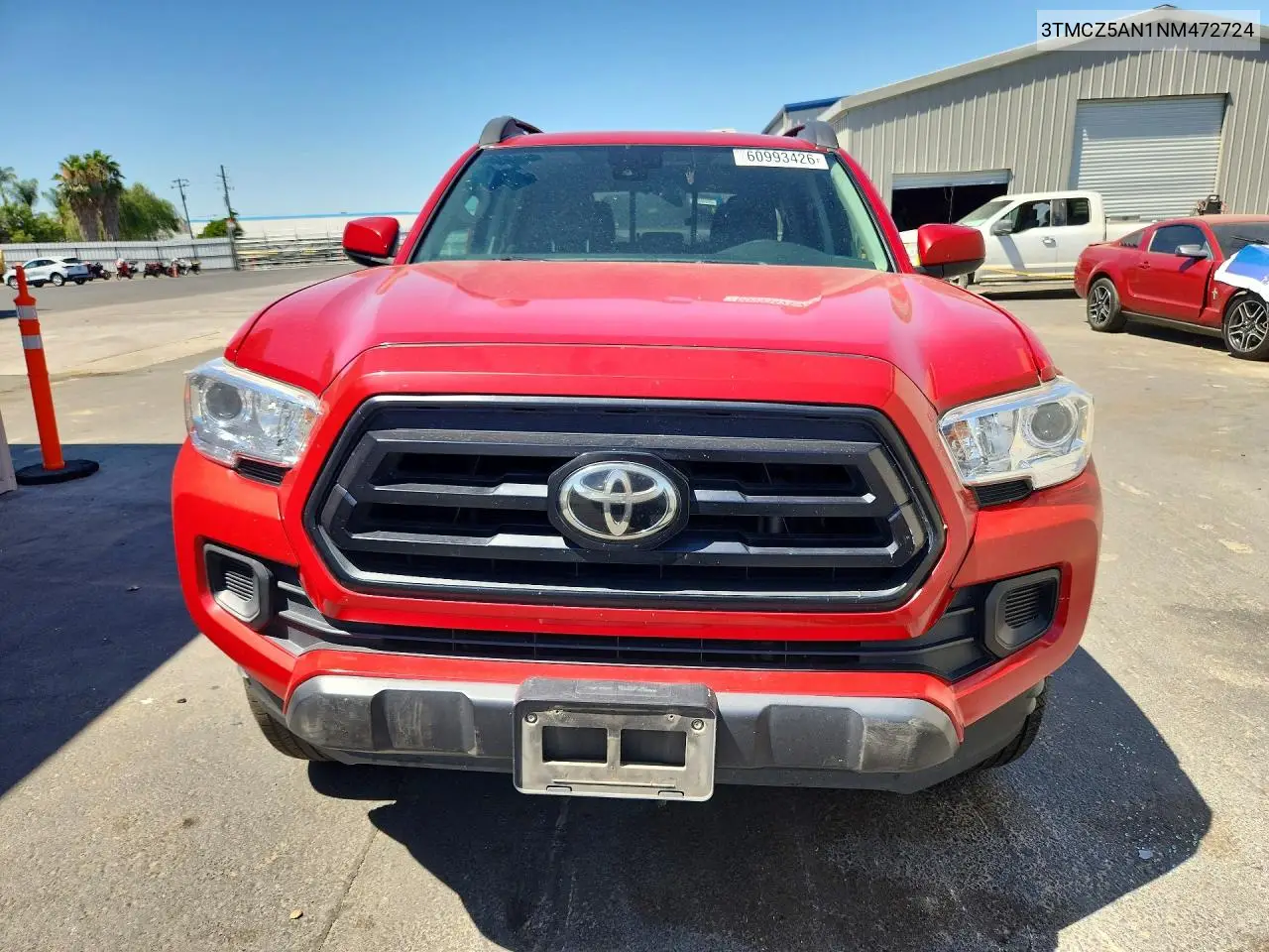 2022 Toyota Tacoma Sr V6 VIN: 3TMCZ5AN1NM472724 Lot: 60993426