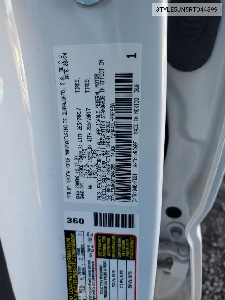 3TYLE5JN5RT044399 2024 Toyota Tacoma Double Cab