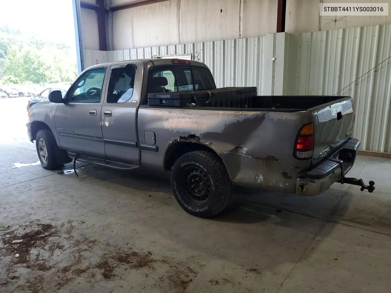 2000 Toyota Tundra Sr5 VIN: 5TBBT4411YS003016 Lot: 59284146