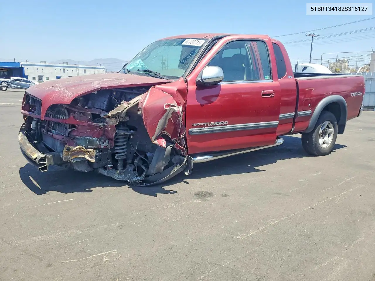 2002 Toyota Tundra Sr5 V8 VIN: 5TBRT34182S316127 Lot: 60700816