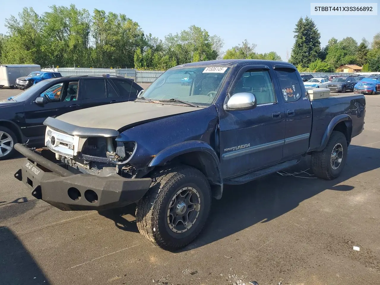 2003 Toyota Tundra Sr5 VIN: 5TBBT441X3S366892 Lot: 61806146