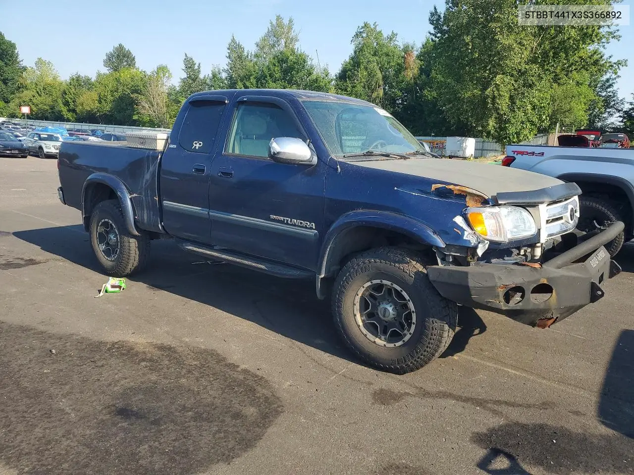 2003 Toyota Tundra Sr5 VIN: 5TBBT441X3S366892 Lot: 61806146