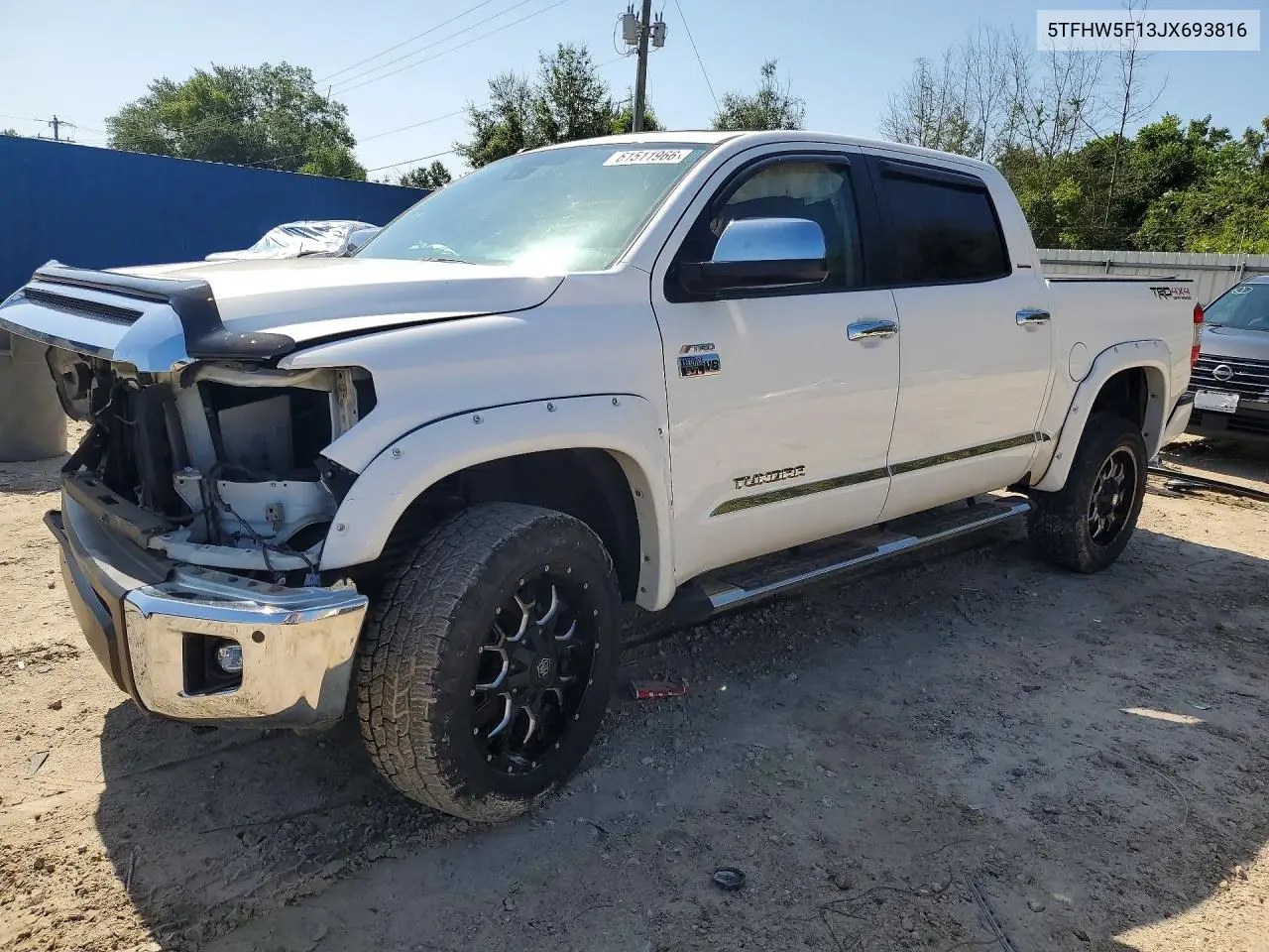 2018 Toyota Tundra Crewmax Limited VIN: 5TFHW5F13JX693816 Lot: 61511966