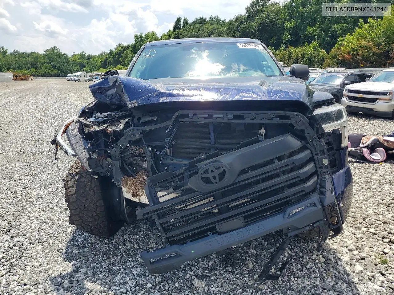 2022 Toyota Tundra Sr5 VIN: 5TFLA5DB9NX041244 Lot: 59178526