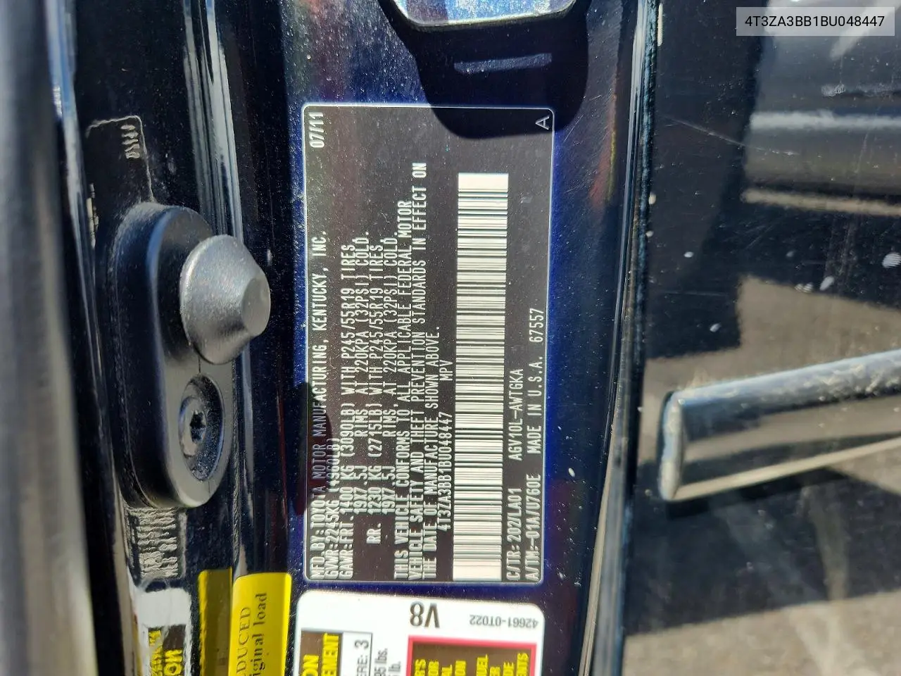 2011 Toyota Venza Fwd 4Cyl VIN: 4T3ZA3BB1BU048447 Lot: 50162606