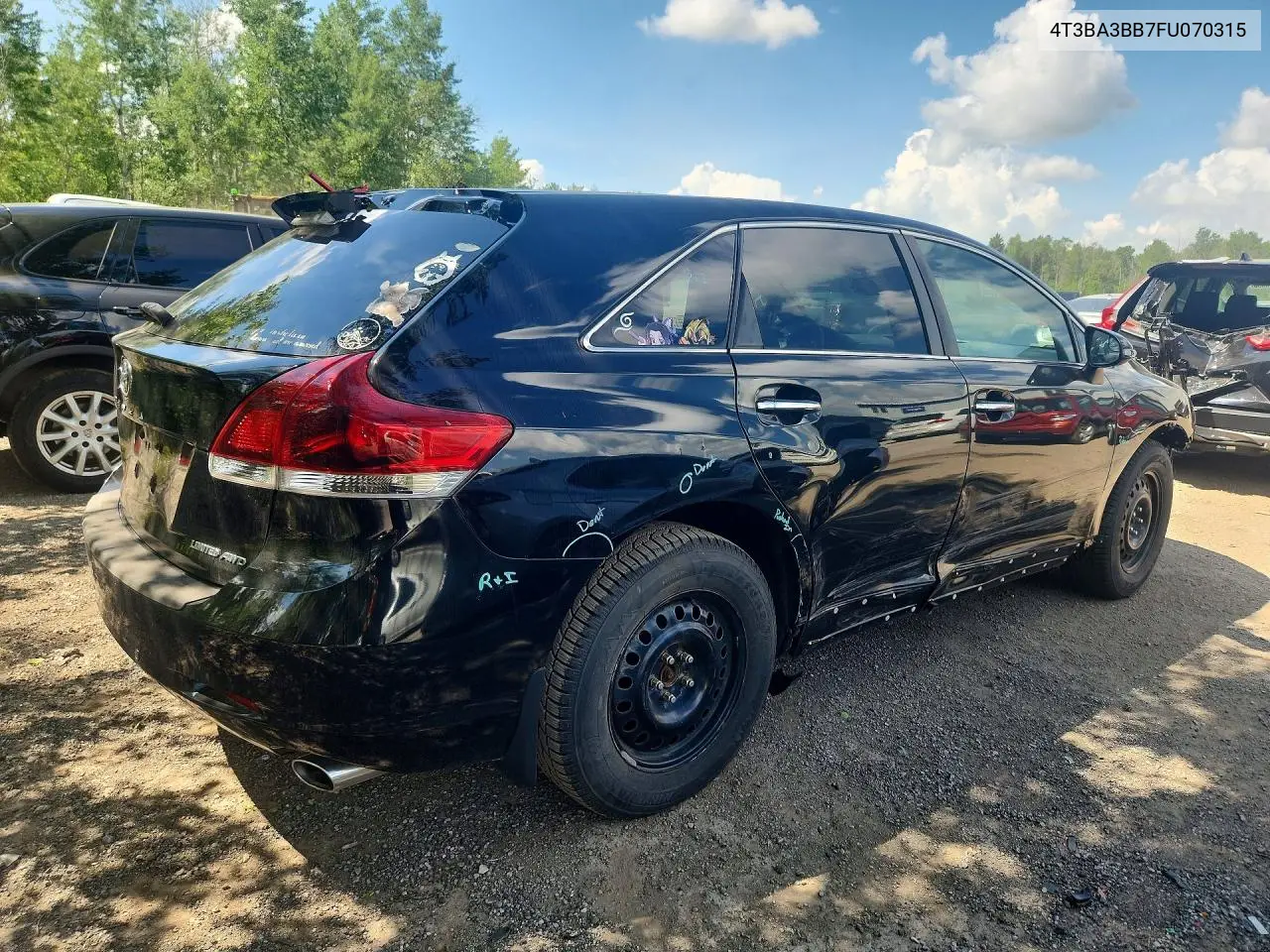 2015 Toyota Venza Le VIN: 4T3BA3BB7FU070315 Lot: 58237956