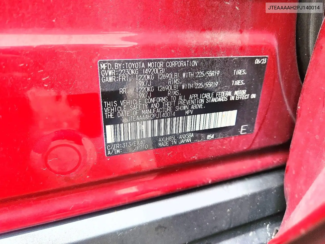 2023 Toyota Venza Limited VIN: JTEAAAAH2PJ140014 Lot: 59869046