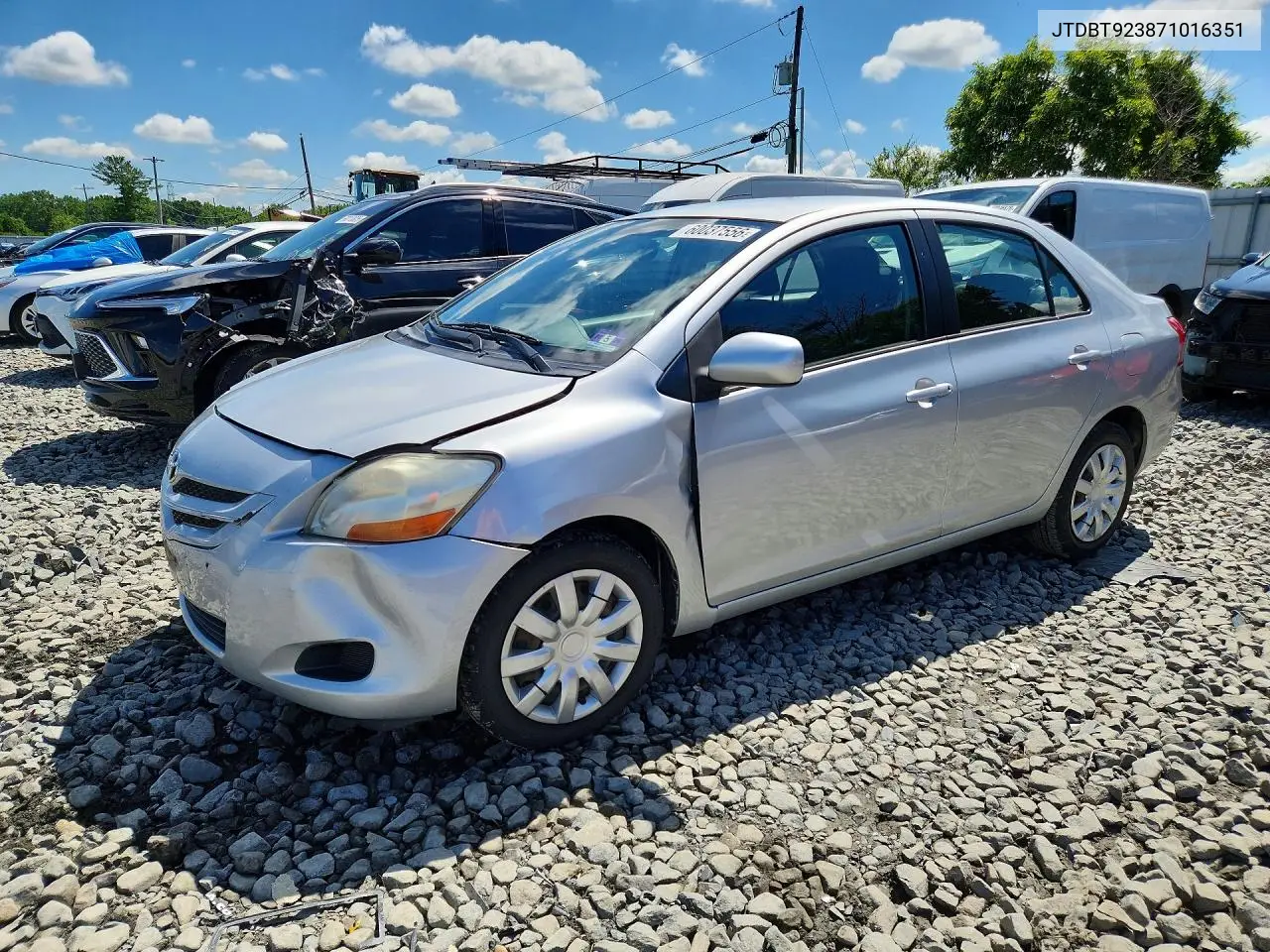 2007 Toyota Yaris Base VIN: JTDBT923871016351 Lot: 60037556