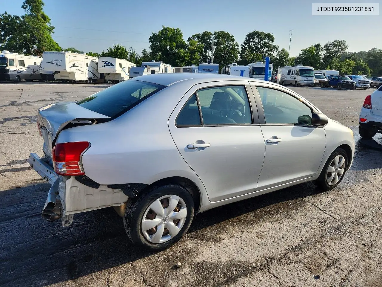 2008 Toyota Yaris Base VIN: JTDBT923581231851 Lot: 61499206