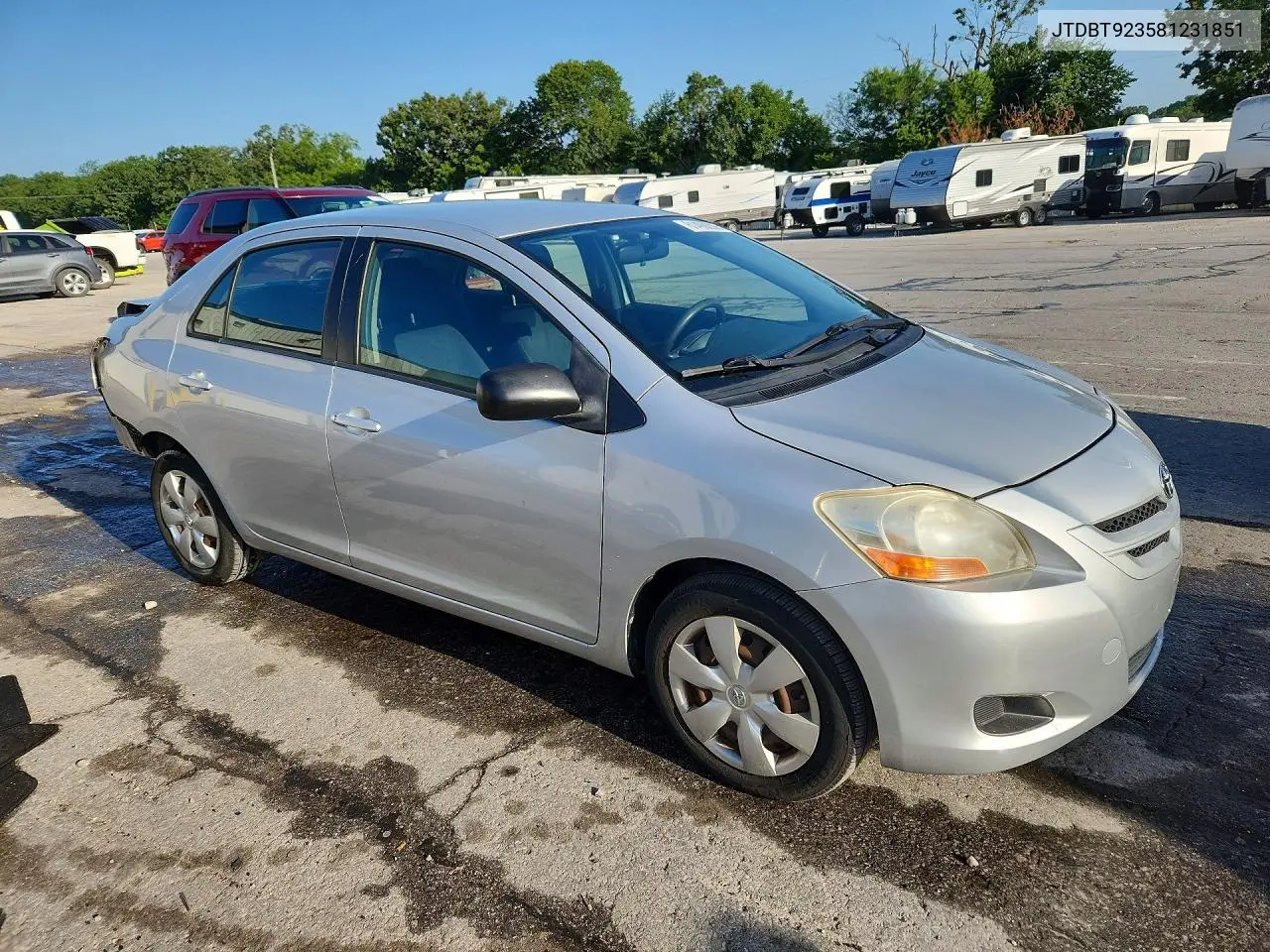 2008 Toyota Yaris Base VIN: JTDBT923581231851 Lot: 61499206